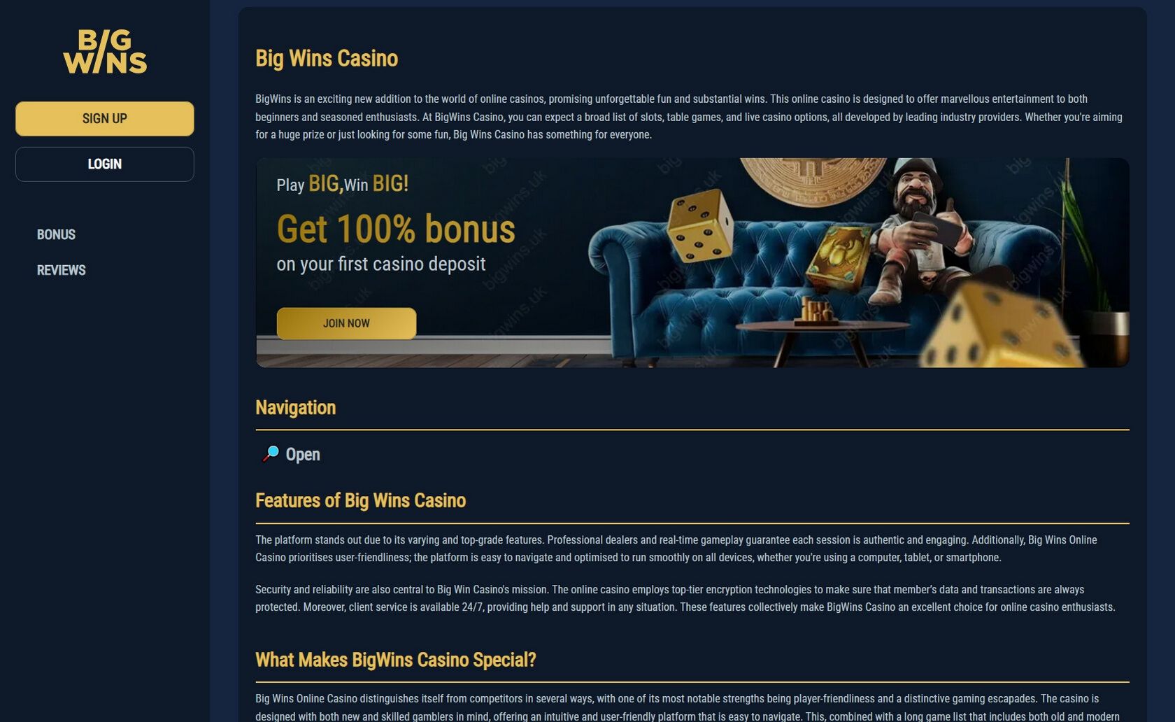 Bigwins Casino Site Review